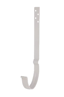 Детальное фото крюк крепления желоба удлиненный с комплектом крепления, сталь, d-125 мм l-220 мм, белый, aquasystem